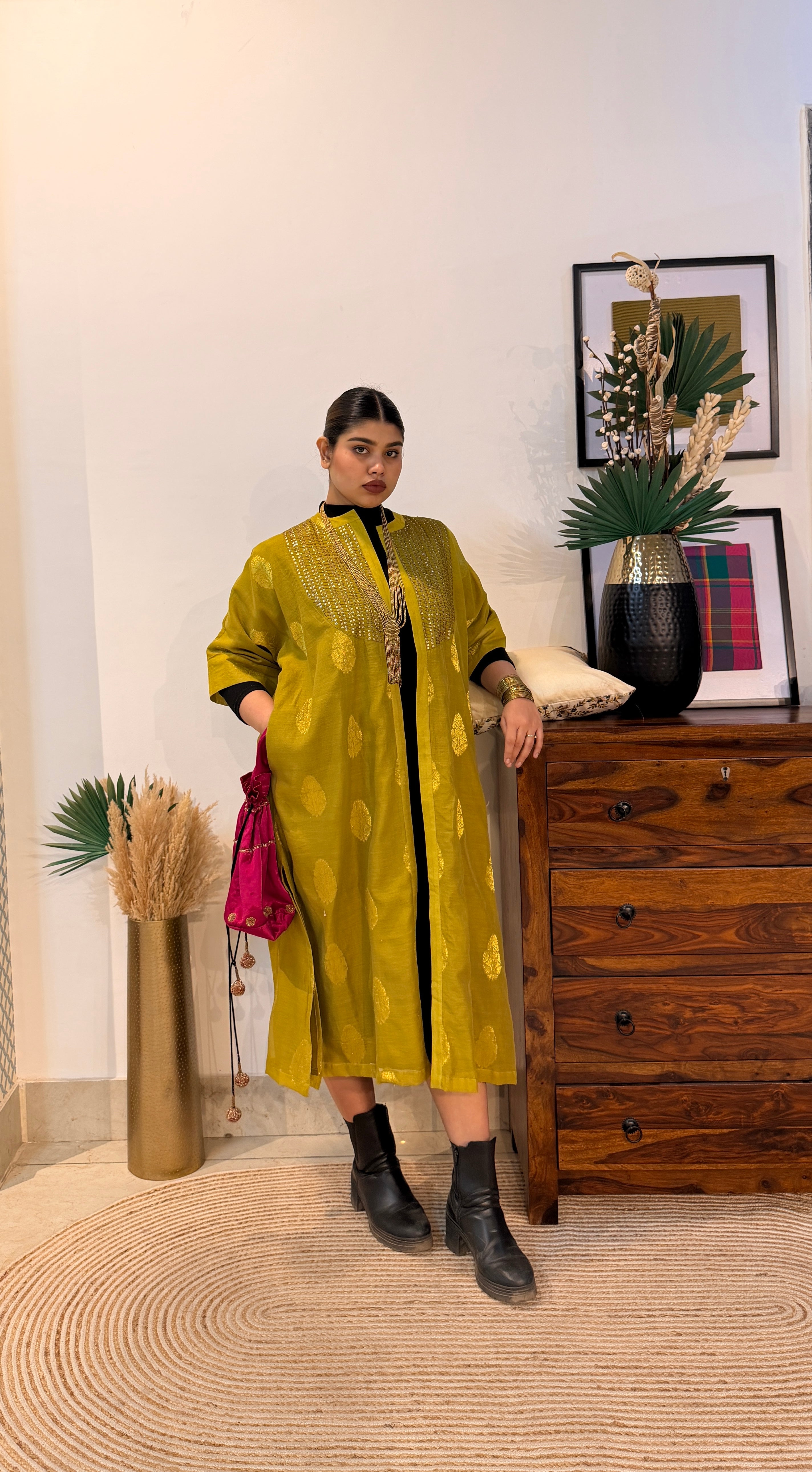 Aranya Gold Chanderi Silk Overlay