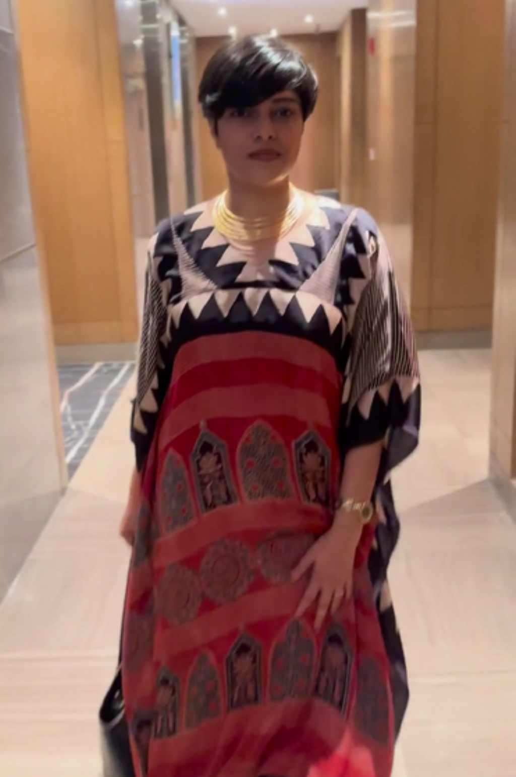 Sinduri II Ajrakh Modal Silk Kaftan Set for Women