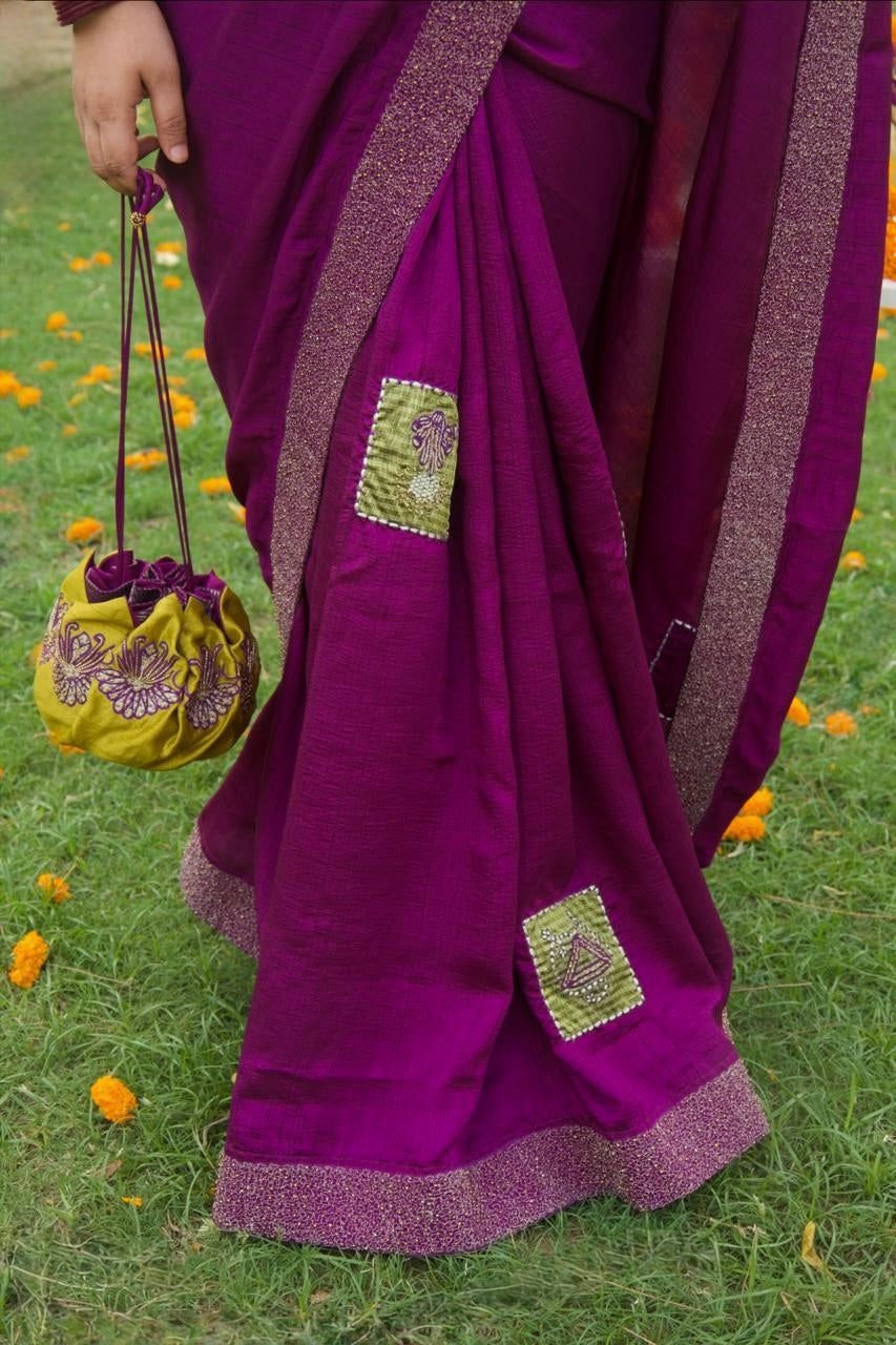 Neerja Silk blend Purple Saree - Indian Summer