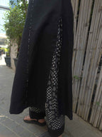 BLACK A-LINE LINEN KURTA AND LINEN PLAIN PANTS SET