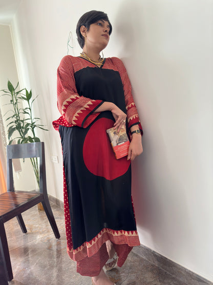 VERMILLION RED MODAL SILK KAFTAN