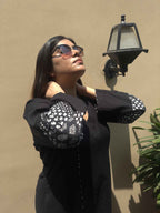 BLACK A-LINE LINEN KURTA AND LINEN PLAIN PANTS SET