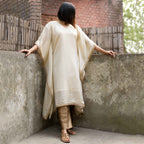 IVORY VISCOSE SILK KAFTAN AND GOLD PANTS