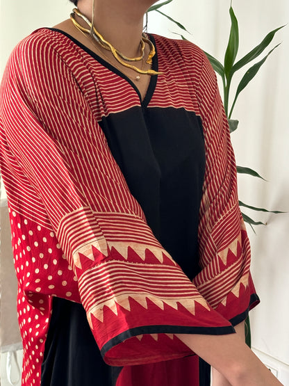 VERMILLION RED MODAL SILK KAFTAN